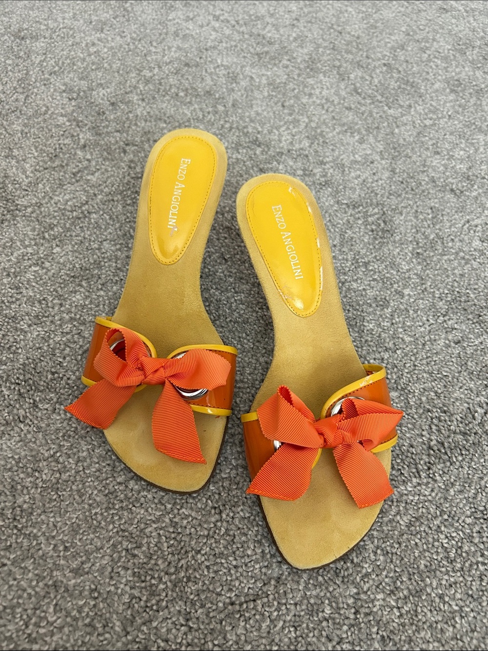 Enzo Angiolini Orange Bow Mule Slides